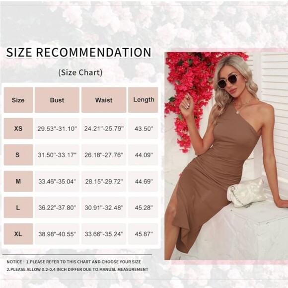 Sarin Mathews Tan One Shoulder Ruched Bodycon Midi Dress Size Large NWT - Picture 4 of 6